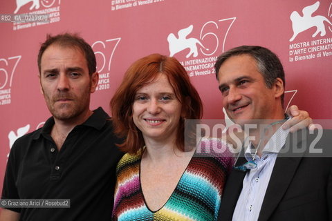 67th Venice International Film Festival - Venice September 2, 2010 - Photocall of the Jury Controcampo Italiano - Left to right : The president, actor Valerio Mastrandrea, director Susanna Nicchiarelli  and Dario Edoardo