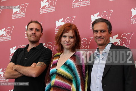67th Venice International Film Festival - Venice September 2, 2010 - Photocall of the Jury Controcampo Italiano - Left to right : The president, actor Valerio Mastrandrea, director Susanna Nicchiarelli  and Dario Edoardo