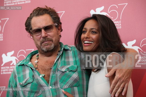 67th Venice International Film Festival - Venice September 2, 2010 - Photocall of the film Miral - Left to right: The director Julian Schnabel with the Screenwriter Rula Jebreal