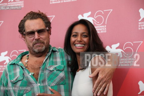 67th Venice International Film Festival - Venice September 2, 2010 - Photocall of the film Miral - Left to right: The director Julian Schnabel with the Screenwriter Rula Jebreal
