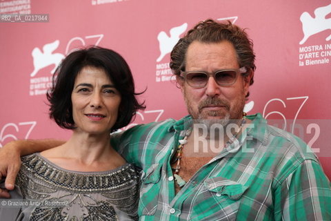 67th Venice International Film Festival - Venice September 2, 2010 - Photocall of the film Miral - The director Julian Schnabel with the actress Hiam Abbass