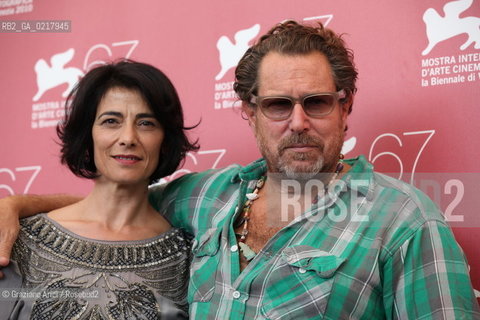 67th Venice International Film Festival - Venice September 2, 2010 - Photocall of the film Miral - The director Julian Schnabel with the actress Hiam Abbass