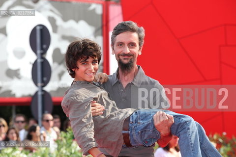 67th Venice International Film Festival - Venice September 2, 2010 - Red Carpet of the film La Pecora Nera - The director and actor Ascanio Celestini with the actor Luigi Fedele