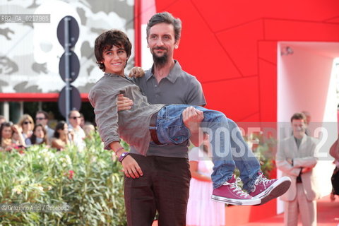 67th Venice International Film Festival - Venice September 2, 2010 - Red Carpet of the film La Pecora Nera - The director and actor Ascanio Celestini with the actor Luigi Fedele
