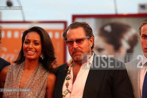 67th Venice International Film Festival - Venice September 2, 2010 - Red Carpet of the film Miral - The director Julian Schnabel with the writer Rula Jebreal