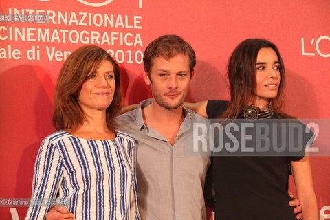 67th Venice International Film Festival - Venice September 3, 2010 - Photocall of the film Happy Few - The actresses Marina Fois  (left) and Eloide Bouchez with the actor Nicolas Duvaunchelle