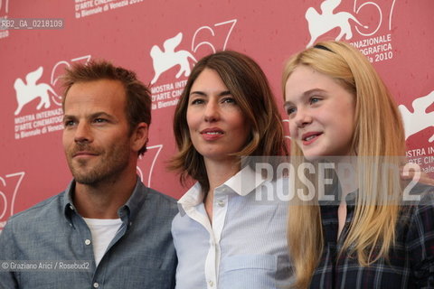 67th Venice International Film Festival - Venice September 3, 2010 - Photocall of the film Somewhere - The Director Sofia Coppola (center) with the actor Stephen Dorff and the actress Elle Fanning