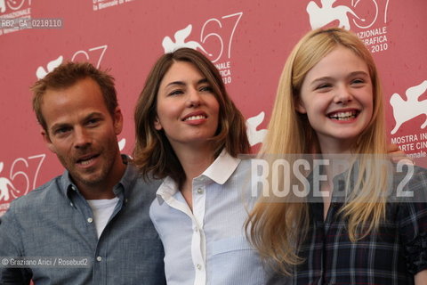 67th Venice International Film Festival - Venice September 3, 2010 - Photocall of the film Somewhere - The Director Sofia Coppola (center) with the actor Stephen Dorff and the actress Elle Fanning