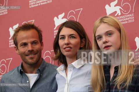 67th Venice International Film Festival - Venice September 3, 2010 - Photocall of the film Somewhere - The Director Sofia Coppola (center) with the actor Stephen Dorff and the actress Elle Fanning
