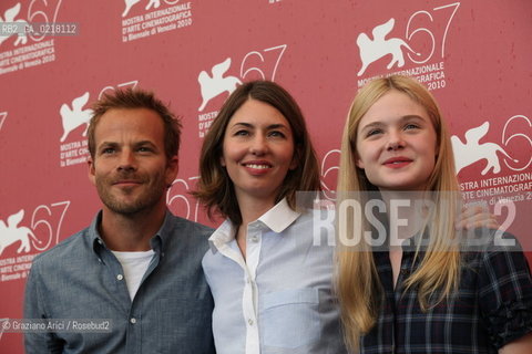 67th Venice International Film Festival - Venice September 3, 2010 - Photocall of the film Somewhere - The Director Sofia Coppola (center) with the actor Stephen Dorff and the actress Elle Fanning