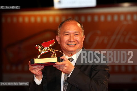 67th Venice International Film Festival - Venice September 3, 2010 - Red Carpet of the film Jianyu (Reign of Assassins) And The Golden Lion For Lifetime Achievement to John Woo. The director John Woo with the Lion