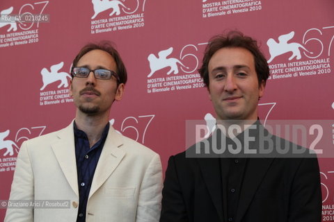 67th Venice International Film Festival - Venice September 4, 2010 - Photocall of the film Tarda Estate - The directors Antonio Di Trapani (right) and Marco De Angelis