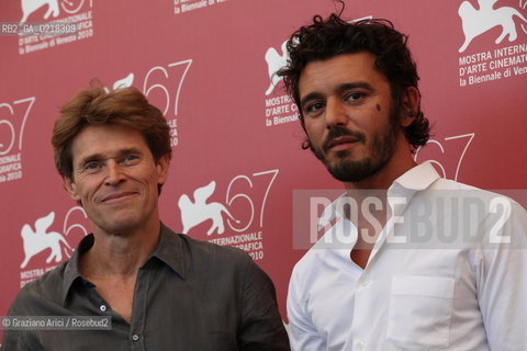 67th Venice International Film Festival - Venice September 4, 2010 - Photocall of the film A Woman - Actors Willem Dafoe with Michele Venitucci