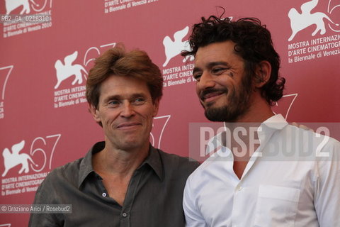 67th Venice International Film Festival - Venice September 4, 2010 - Photocall of the film A Woman - Actors Willem Dafoe with Michele Venitucci