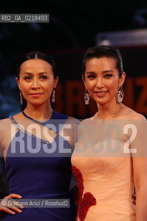 67th Venice International Film Festival - Venice September 5, 2010 - Red Carpet of the film Di Renjie Zhi Tongtian Diguo (Detective Dee and the Mystery of the Phantom Flame) - Actress Li Bingbing (right) with actress Carina Lau