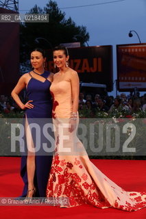 67th Venice International Film Festival - Venice September 5, 2010 - Red Carpet of the film Di Renjie Zhi Tongtian Diguo (Detective Dee and the Mystery of the Phantom Flame) - Actress Li Bingbing (right) with actress Carina Lau