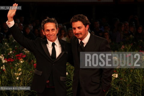 67th Venice International Film Festival - Venice September 5, 2010 - Red Carpet of the film Post Mortem - The director Pablo Larrain (right) with the actor Alfredo Castro actor