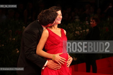 67th Venice International Film Festival - Venice September 5, 2010 - Red Carpet of the film Post Mortem - The director Pablo Larrain with the actress Antonia Zegers