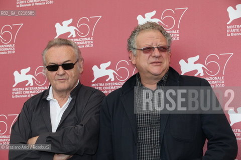 67th Venice International Film Festival - Venice September 5, 2010 - Photocall of the film Essential Killing - The director Jerzy Skolimowski (left) and the producer Jeremy Thomas