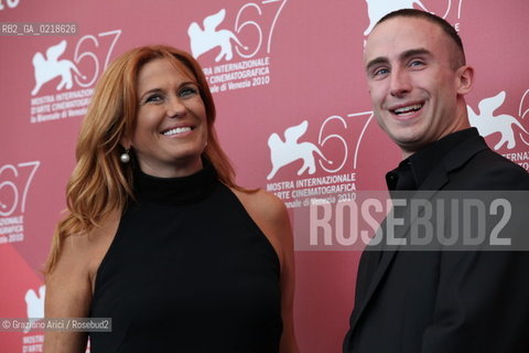 67th Venice International Film Festival - Venice September 5, 2010 - Photocall of the film Ward 54 - The director Monica Maggioni with the soldier Kristopher Goldsmith