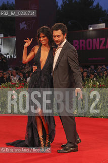 67th Venice International Film Festival - Venice September 5, 2010 - Red Carpet of the film Vallanzasca - Gli Angeli Del Male - The actors Filippo Timi with Valeria Solarino