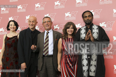 67th Venice International Film Festival - Venice September 7, 2010 - Photocall of the film Into Paradise - Right to left: actor Saman Anthony, director Paola Randi, actors Gianfelice Imparato, Peppe Servillo.