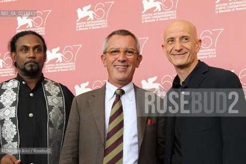 67th Venice International Film Festival - Venice September 7, 2010 - Photocall of the film Into Paradise - Left to right: actor Saman Anthony, Gianfelice Imparato, Peppe Servillo