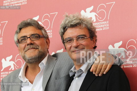 67th Venice International Film Festival - Venice September 7, 2010 - Photocall of the film Noi Credevamo - The director Mario Martone (right) and screenwriter Giancarlo De Cataldo