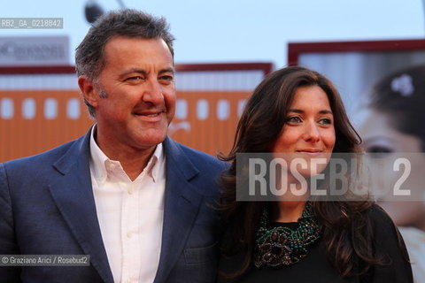 67th Venice International Film Festival - Venice September 7, 2010 - Red Carpet of the film Noi Credevamo - Actor Luca Barbareschi with his partner.