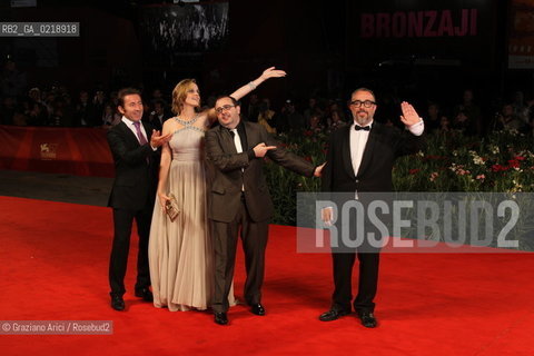 67th Venice International Film Festival - Venice September 7, 2010 - Red Carpet of the film Balada Triste De Trompeta - (L-R) Actor Antonio de la Torre, actress Carolina Bang, actor Carlos Areces and director Alex de la Iglesia