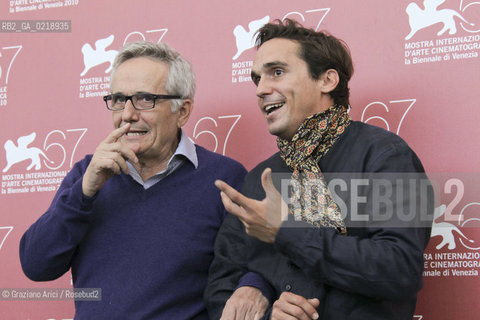 67th Venice International Film Festival - Venice September 8, 2010 - Photocall of the film Sorelle Mai - The director Marco Bellocchio (left) with actor Pier Giorgio Bellocchio.