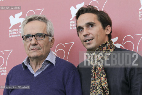 67th Venice International Film Festival - Venice September 8, 2010 - Photocall of the film Sorelle Mai - The director Marco Bellocchio (left) with actor Pier Giorgio Bellocchio.