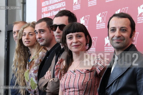 67th Venice International Film Festival - Venice September 8, 2010 - Photocall of the film All Inclusive 3D - The directors Nadia Ranocchi and David Zamagni (second and third from right)