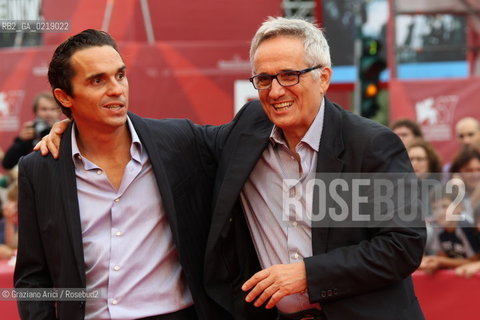 67th Venice International Film Festival - Venice September 8, 2010 - Red Carpet of the film Sorelle Mai - The director Marco Bellocchio (right), actor Pier Giorgio Bellocchio