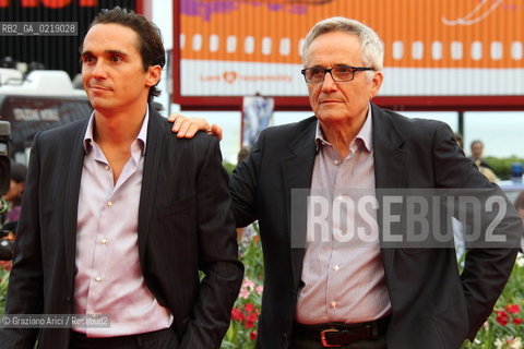 67th Venice International Film Festival - Venice September 8, 2010 - Red Carpet of the film Sorelle Mai - The director Marco Bellocchio with the actor Pier Giorgio Bellocchio  (left)