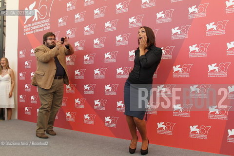 67th Venice International Film Festival - Venice September 9, 2010 - Photocall of the film Notizie degli Scavi - Actors Giuseppe Battiston with Ambra Angiolini.