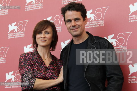 67th Venice International Film Festival - Venice September 10, 2010 - Photocall of the film Drei - The director Tom Tykwer with actress Sophie Rois