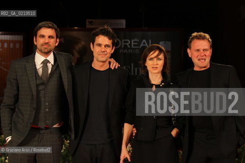 67th Venice International Film Festival - Venice September 10, 2010 - Red Carpet of the film Drei - Left to right: actor Sebastian Schipper, director Tom Tykwer, actress Sophie Rois, actor Devid Striesow