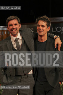 67th Venice International Film Festival - Venice September 10, 2010 - Red Carpet of the film Drei - Left to right: actor Sebastian Schipper, director Tom Tykwer