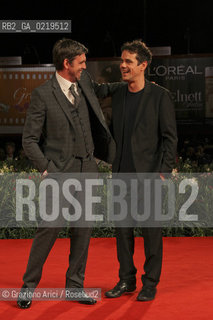 67th Venice International Film Festival - Venice September 10, 2010 - Red Carpet of the film Drei - Left to right: actor Sebastian Schipper, director Tom Tykwer
