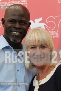 67th Venice International Film Festival - Venice September 11, 2010 - Photocall of the film The Tempest - Actress Helen Mirren, actor Djimon Hounsou.