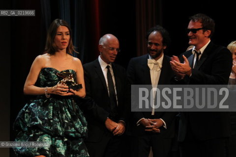 67th Venice International Film Festival - Venice September 11, 2010 - The Awards at the 67th Venice Film Festival - Golden Lion for Best Film: Somewhere by Sofia Coppola (USA) 67th Venice International Film Festival - Venice September 11, 2010 - The Awards at the 67th Venice Film Festival - Golden Lion for Best Film: Somewhere by Sofia Coppola (USA) - Sofia Coppola and Quentin Tarantino, president of the jury