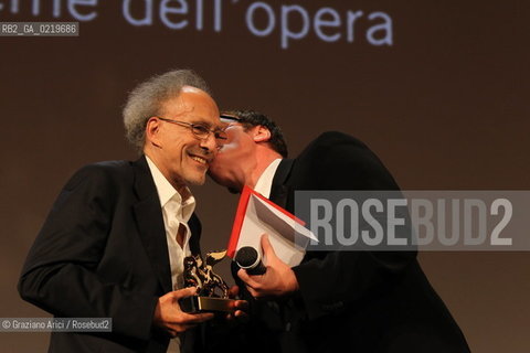 67th Venice International Film Festival - Venice September 11, 2010 - The Awards at the 67th Venice Film Festival - Special Lion for an Overall Work to : Monte Hellman.Quentin Tarantino (right) and director Monte Hellman