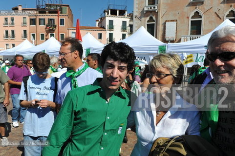 Venice 12/09/10 - Festa dei popoli Padani : The Umberto Bossi son Renzo Bossi with Lega Nord Militants Lega Nord @ Graziano Arici