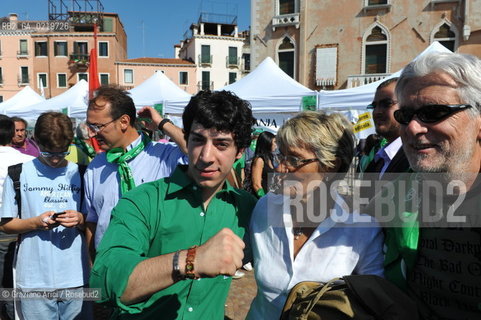 Venice 12/09/10 - Festa dei popoli Padani : The Umberto Bossi son Renzo Bossi with Lega Nord Militants Lega Nord @ Graziano Arici
