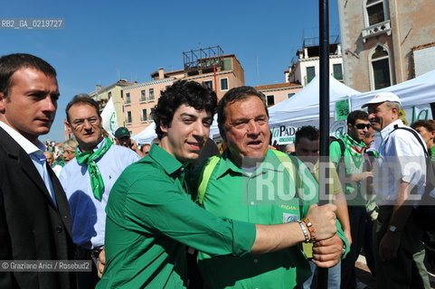Venice 12/09/10 - Festa dei popoli Padani : The Umberto Bossi son Renzo Bossi with Lega Nord Militants Lega Nord @ Graziano Arici