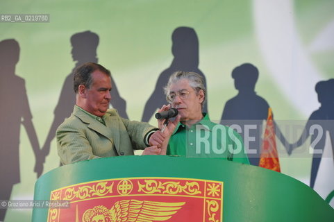 Venice 12/09/10 - Festa dei popoli Padani : The Minister Roberto Calderoli with Umberto Bossi Lega nord @ Graziano Arici