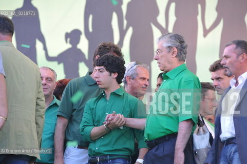 Venice 12/09/10 - Festa dei popoli Padani : The Minister and Lega Nord President Umberto Bossi with his son, Renzo  @ Graziano Arici