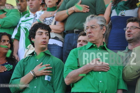 Venice 12/09/10 - Festa dei popoli Padani : The Minister and Lega Nord President Umberto Bossi with his son, Renzo  @ Graziano Arici