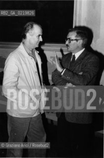 -VENICE,1979. BIENNALE. IL PRESIDENTE DELLA BIENNALE GIUSEPPE GALASSO INSIEME AL COMPOSITORE LUIGI NONO. MUSICA BIENNALE COMPOSITORE PRESIDENTE.-VENICE,1979.BIENNALE. PORTRAIT OF THE PRESIDENT GIUSEPPE GALASSO WITH THE COMPOSER LUIGI NONO ©Graziano Arici/Rosebud2